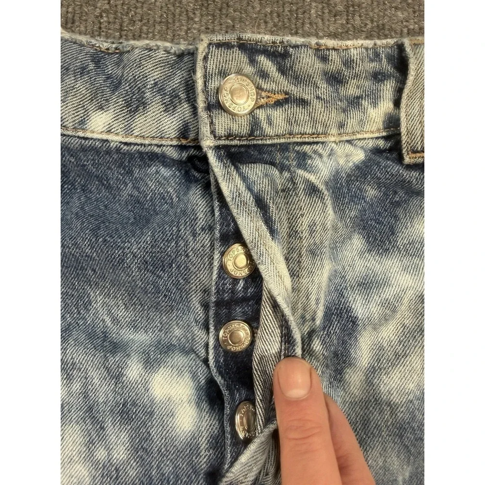 Top shop Dad Denim Distressed Acid Washed Skirt 14